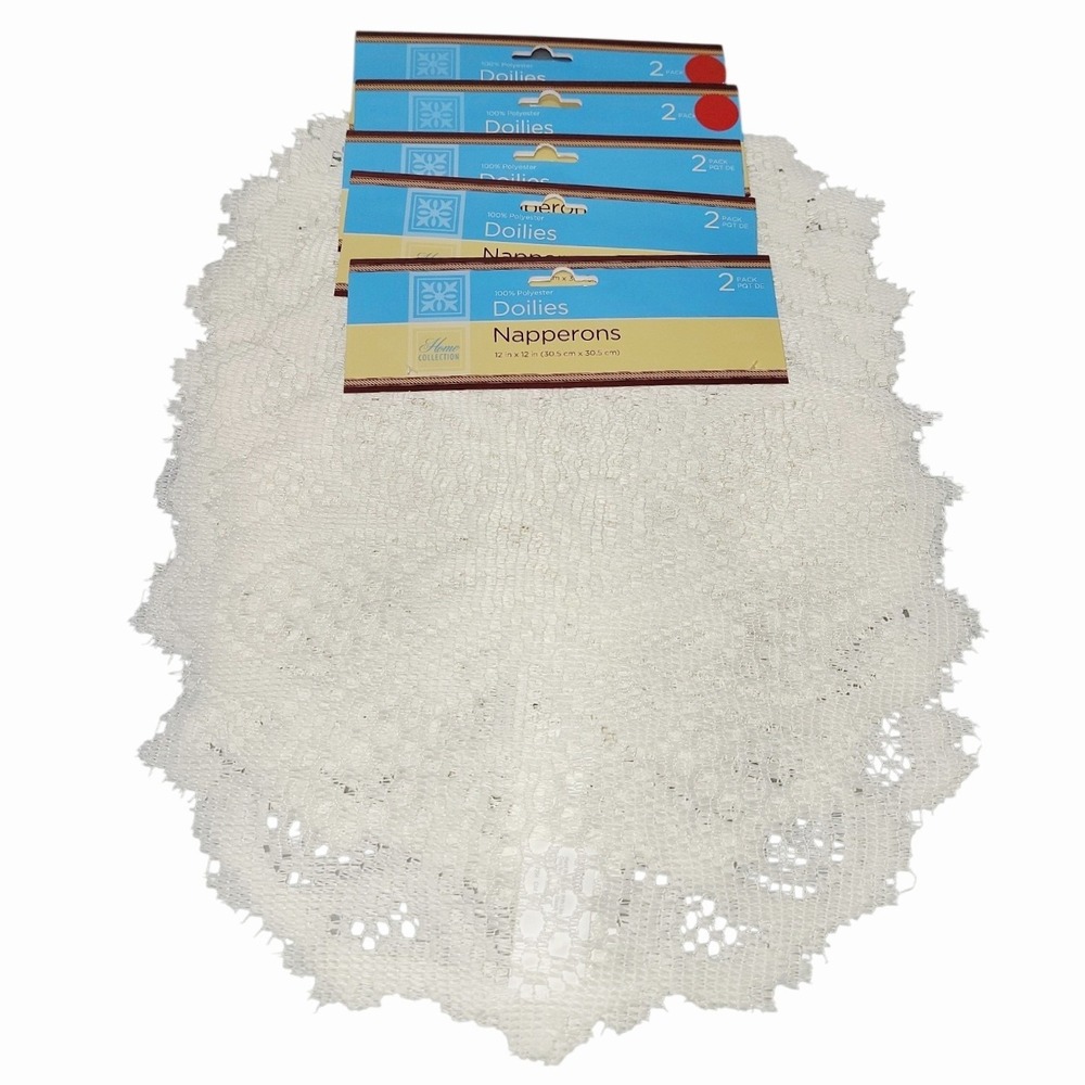 Home Collection Lace Doilies 12" Round Ivory Polyester Lot of 10 NOS